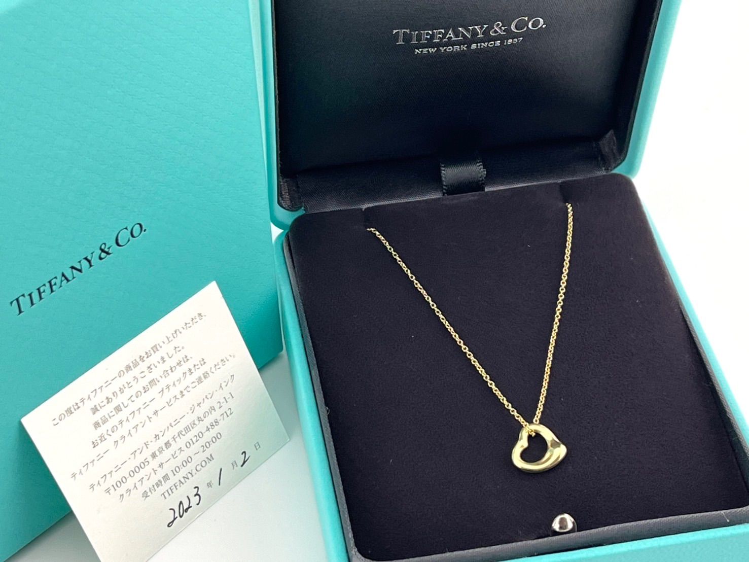a192 美品 Tiffany&Co. ティファニー オープンハート ネックレス Au750