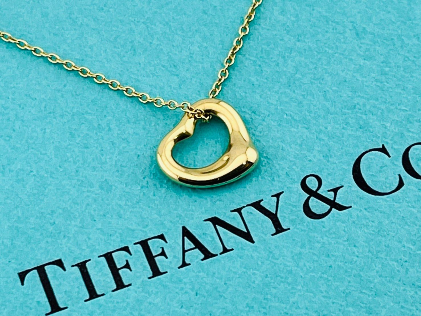 a192 美品 Tiffany&Co. ティファニー オープンハート ネックレス Au750 