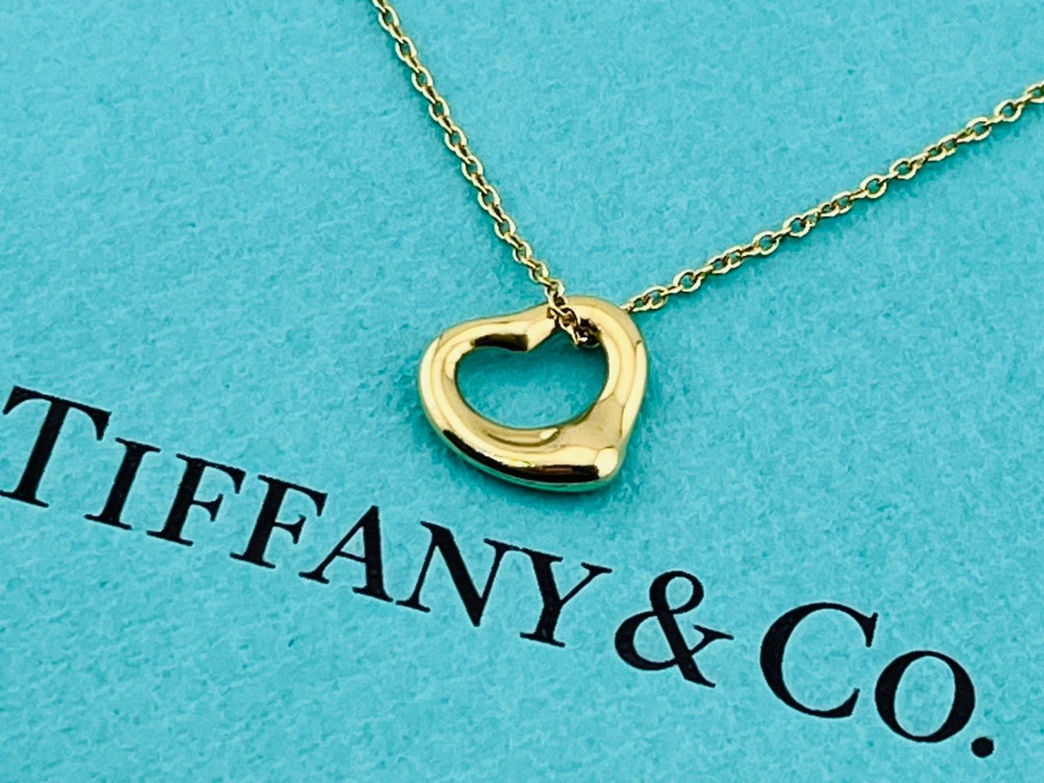 a192 美品 Tiffany&Co. ティファニー オープンハート ネックレス Au750