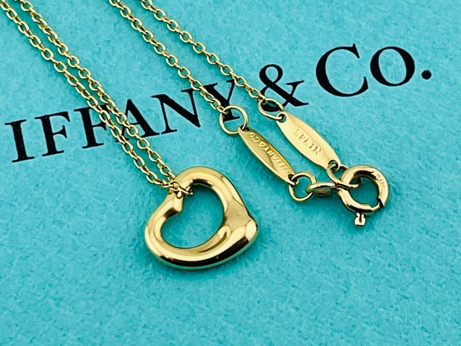 a192 美品 Tiffany&Co. ティファニー オープンハート ネックレス Au750 