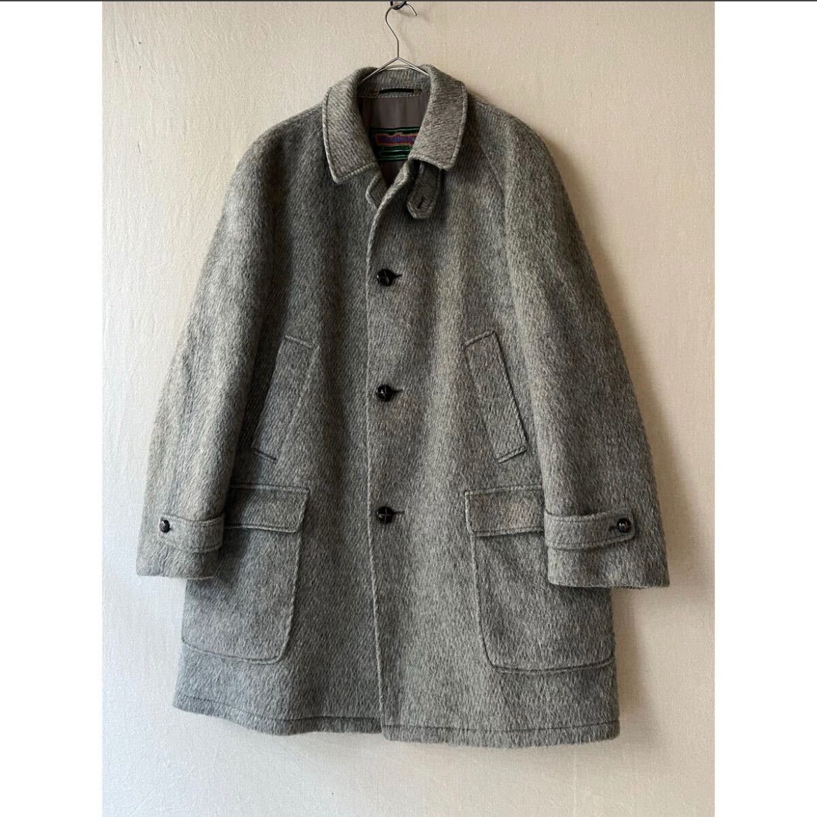 80s Euro vintage ウール コート / グレー チンスト ユーロ ビンテージ
