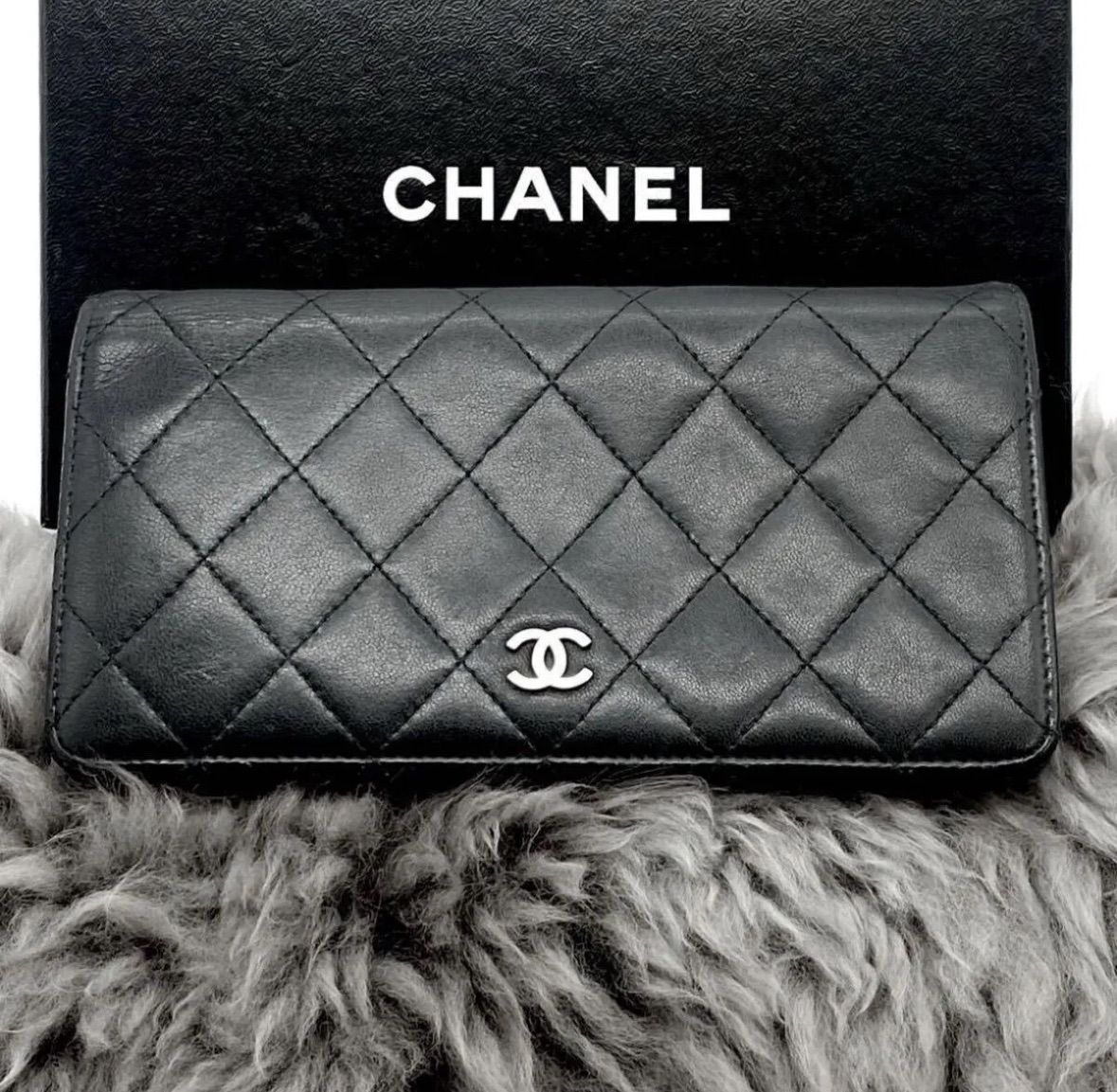 ✨極上美品✨ シャネル　マトラッセ　ラムスキン　ブラック　黒　長財布　K97 極美品】シャネル CHANEL マトラッセ ラムスキン 長財布 ブラック ぶ