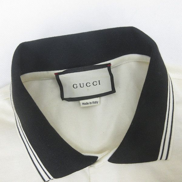 GUCCI ポロシャツ 長袖 シェリーライン ロゴ ロンT ライン 白 t□イタリア製□グッチ/GUCCI テップライン半袖ポロシャツ□白【メンズ