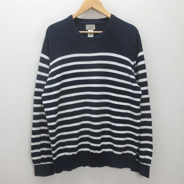 G□エルエルビーン/L.L.bean ニットセーター/ボーダー柄 【XL】紺白 