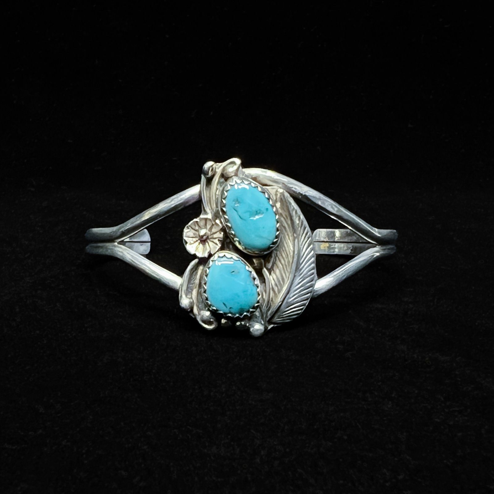 スターリングシルバー ターコイズ付きバングル インディアンジュエリー