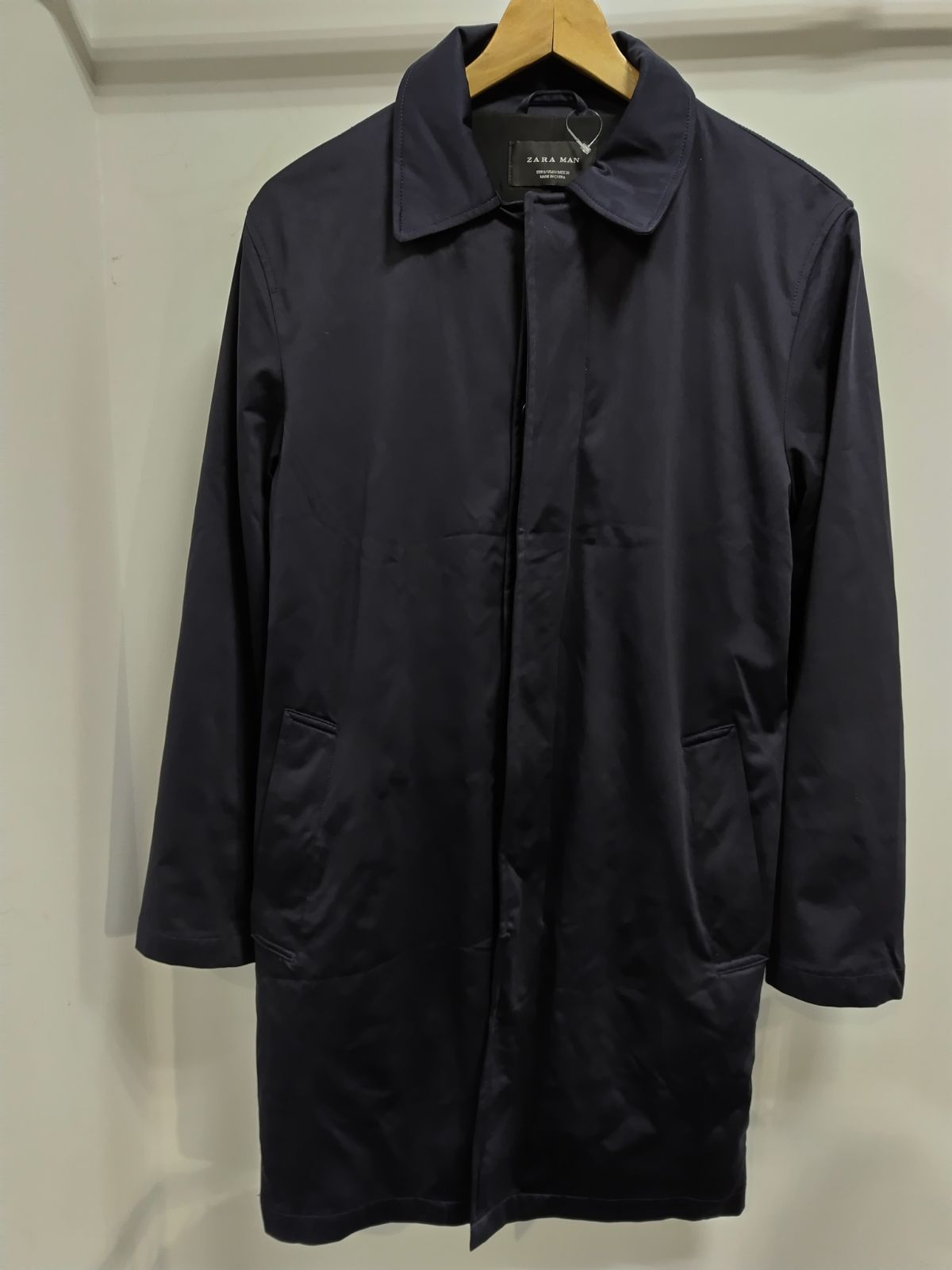 h13◇zara man ザラ マン 薄手コート紺色Sサイズ - メルカリ