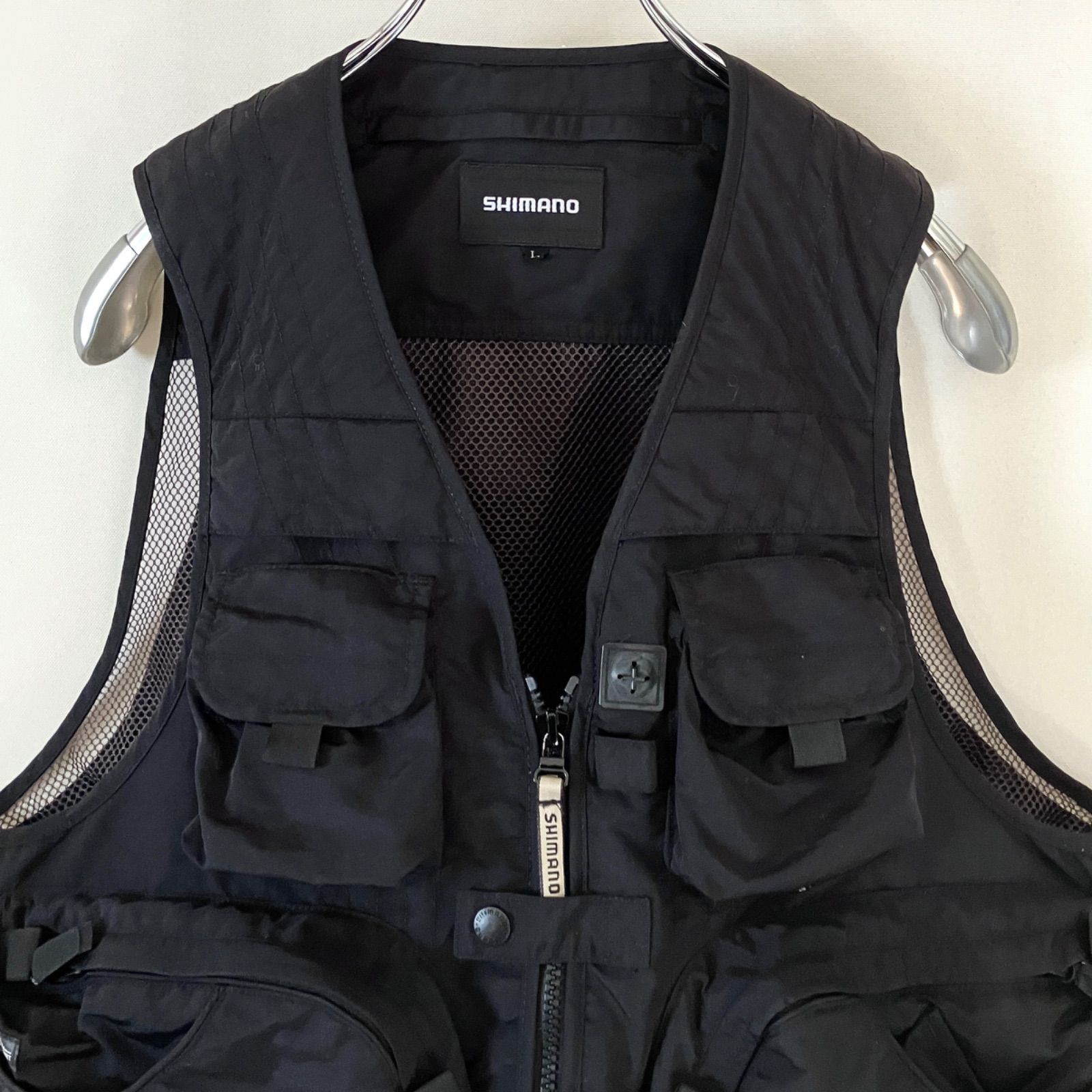 シマノ SHIMANO☆撥水フィッシングベスト☆VE-034D☆ブラック☆メンズL