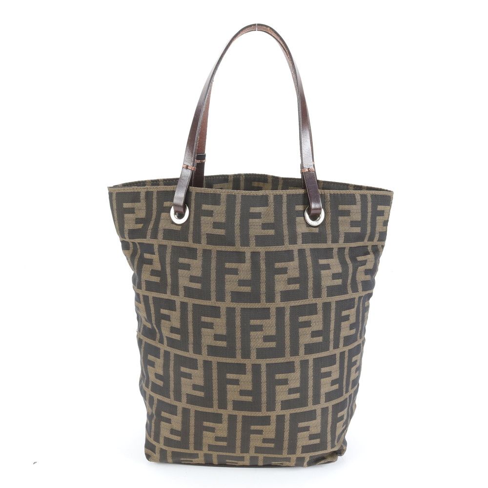極美品 フェンディ ズッカ 柄 26598 レザー トート バッグ 肩掛け