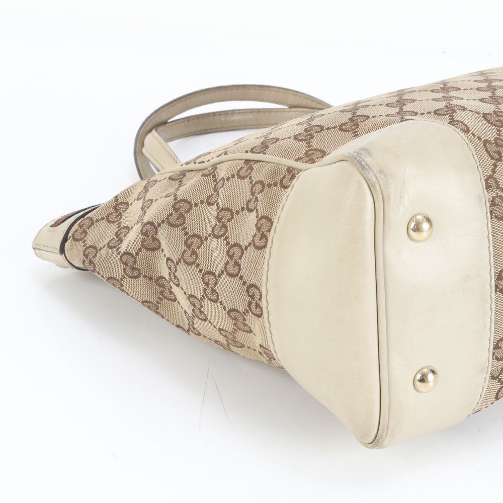 【美品】グッチ トートバッグ ベージュ キャンバス シェリーライン レディース グッチ GUCCI GGキャンバス シェリーライン トートバッグ 189669