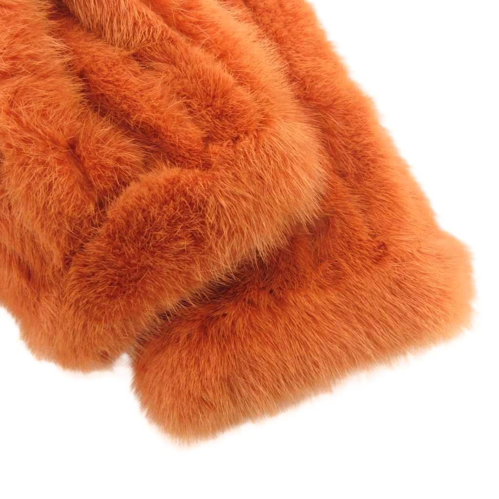 希少カラー 激レア 染めミンク オレンジ ファーコート 裾デザイン 毛皮 トラサルディ TRUSSARDI ミンクファー コート 毛皮 ミドル ハーフ丈