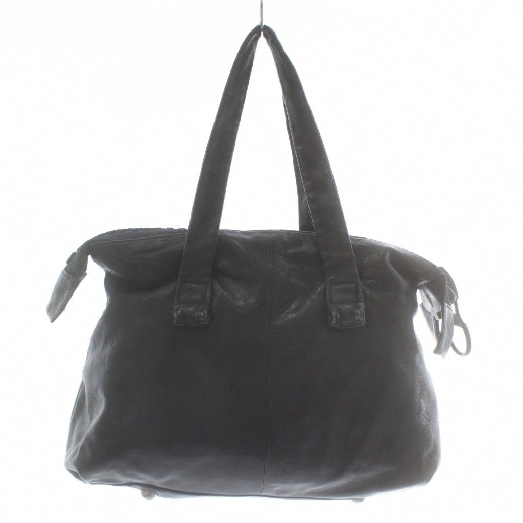 カワカワ kawa-kawaトートバッグ レザー ビッグファスナー 黒 ブラック