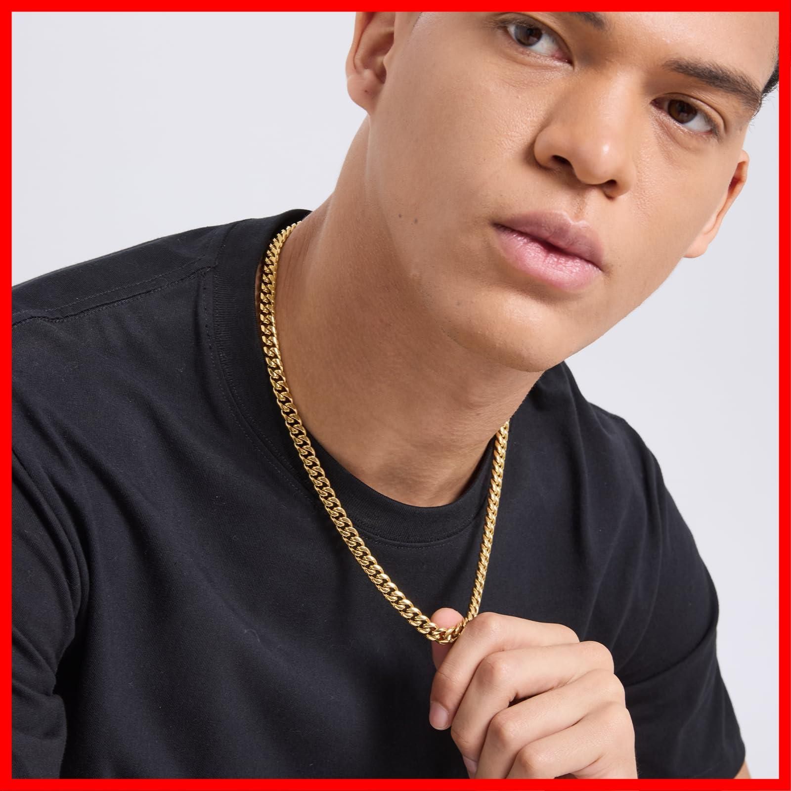 KRKC&CO 喜平ネックレス メンズ マイアミキューバンチェーン 幅8/10mm