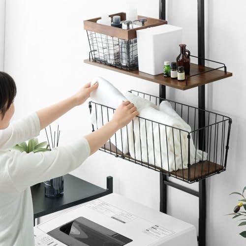 タンスのゲン ランドリーラック 収納棚 幅60cm 突っ張り式 9段 高さ