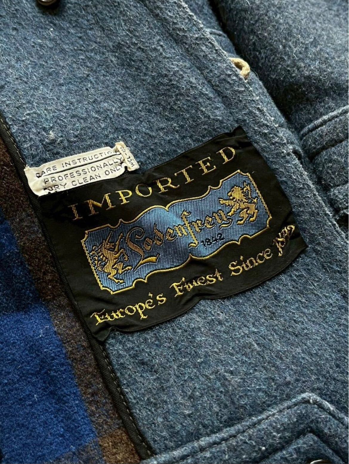 70s Euro vintage ダッフル コート/ ウール ブルー ユーロ ビンテージ