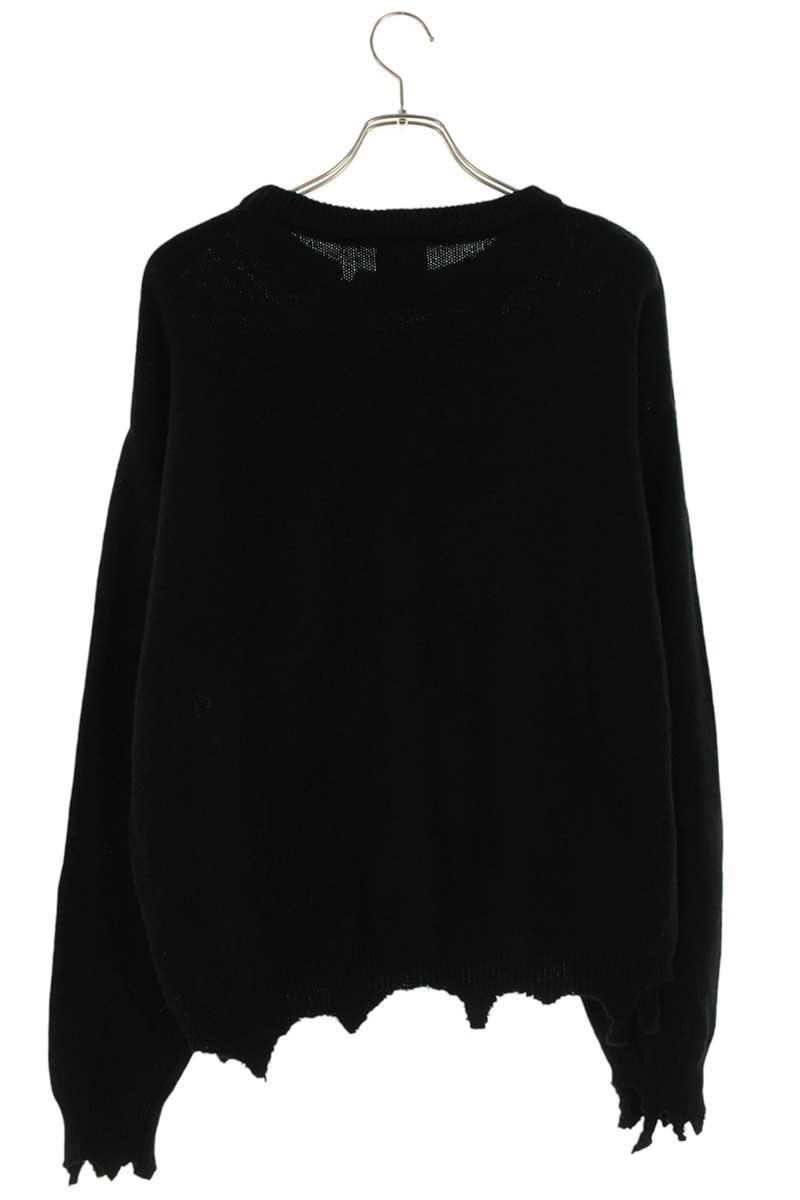 セントマイケル 25AW SM-HR1-0000-C08 KLF英字刺繍ダメージ加工ニット