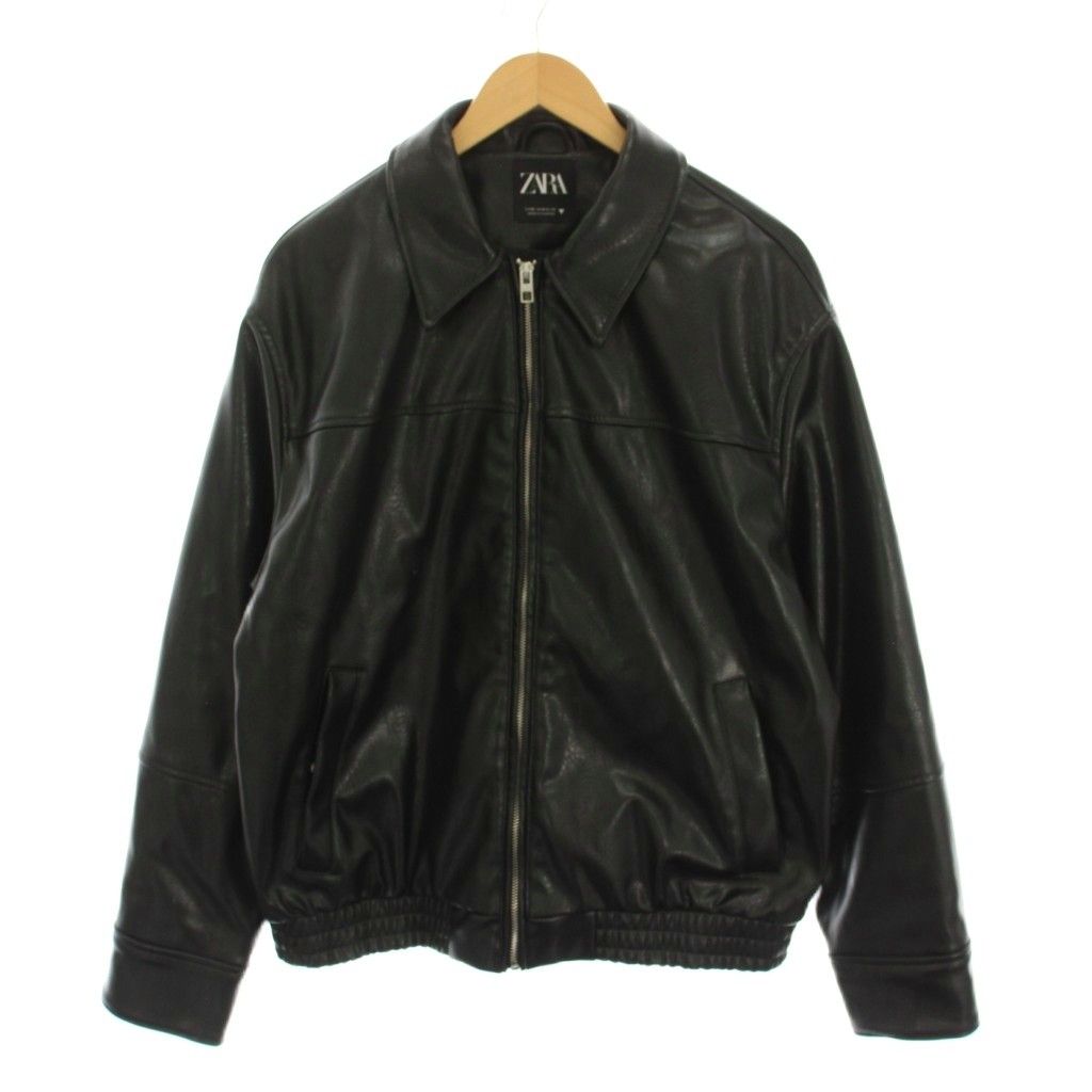 ザラ ZARA フェイクレザー ジャケット ジップアップ アウター M 黒