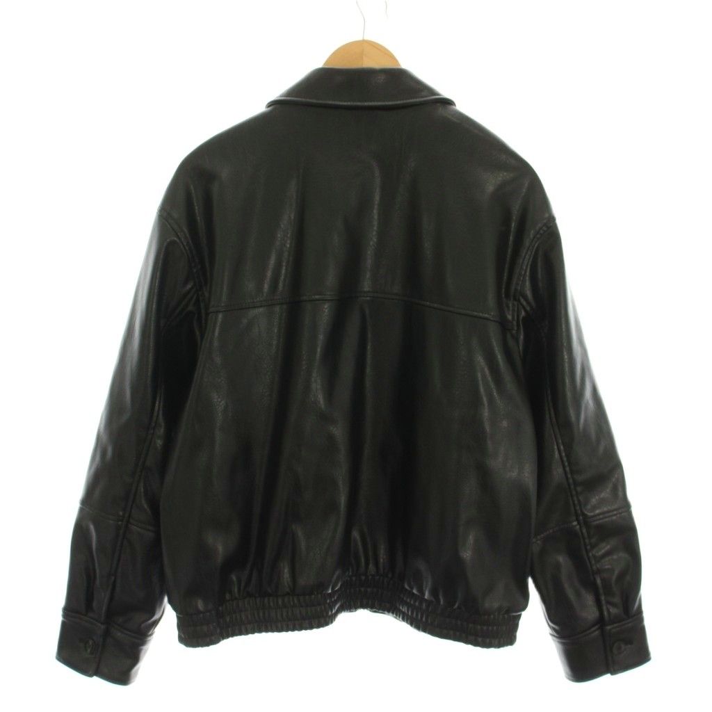 【ZARA】フェイクレザージャケット　M ザラ ZARA フェイクレザー ジャケット ジップアップ アウター M 黒