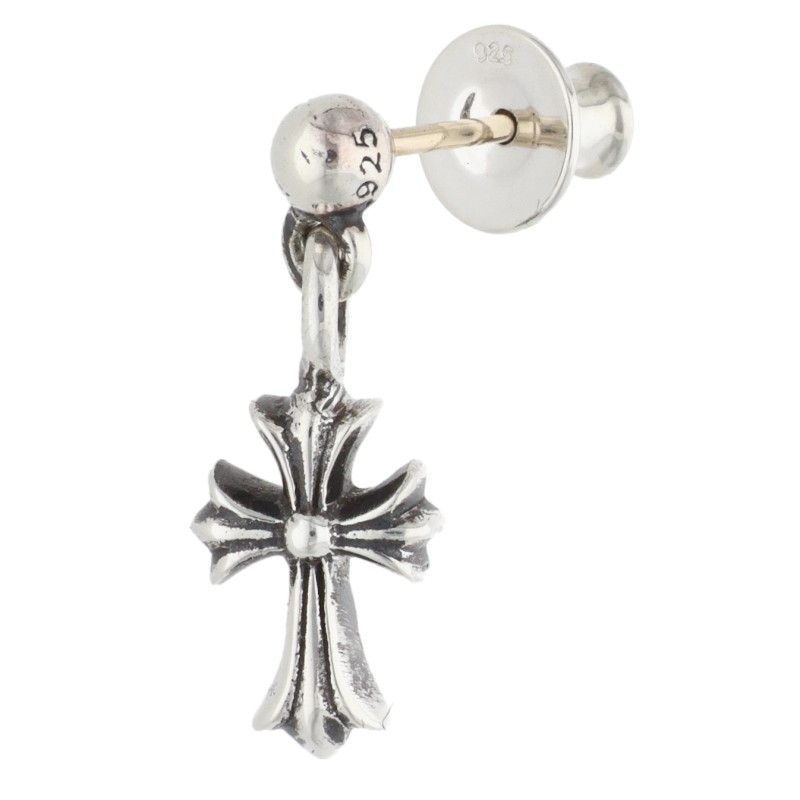 Chrome Hearts DRP STCK CH CRS/シルバーピアス クロムハーツ DRP STCK CH CRS/スタックCHクロスドロップ シルバー