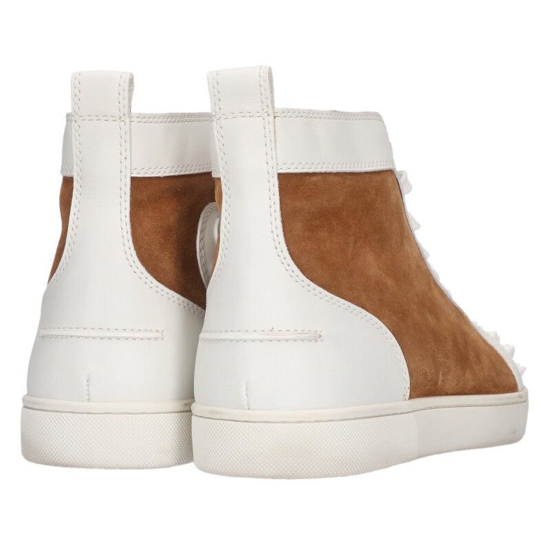 クリスチャンルブタン スタッズスムースレザースエード切替ハイカット