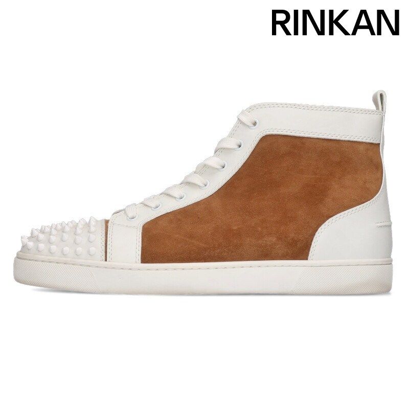 クリスチャンルブタン スタッズスムースレザースエード切替ハイカット