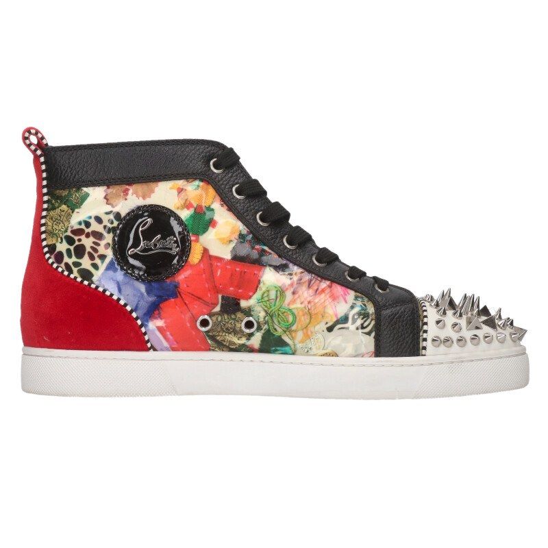 クリスチャンルブタン サイド柄スタッズハイカットスニーカー メンズ