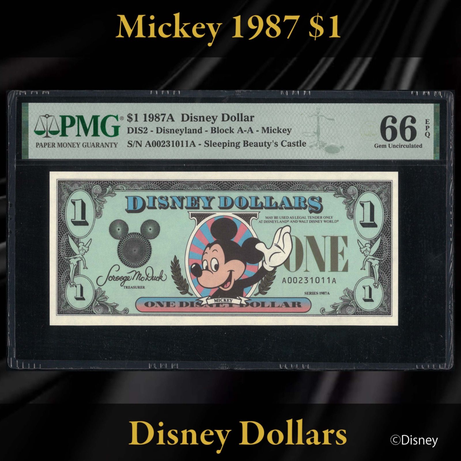 ディズニーダラー 1987年 1ドル ミッキー シリーズAA DIS2 PMG66