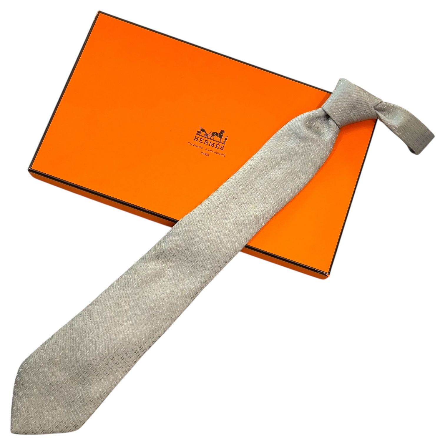 HERMES(エルメス) H Logo All-Over Pattern Silk Tie Hロゴ 総柄