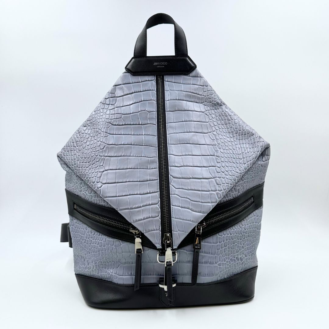 美品】JIMMY CHOO フィッチロイ レザー クロコ型押し バッグパック