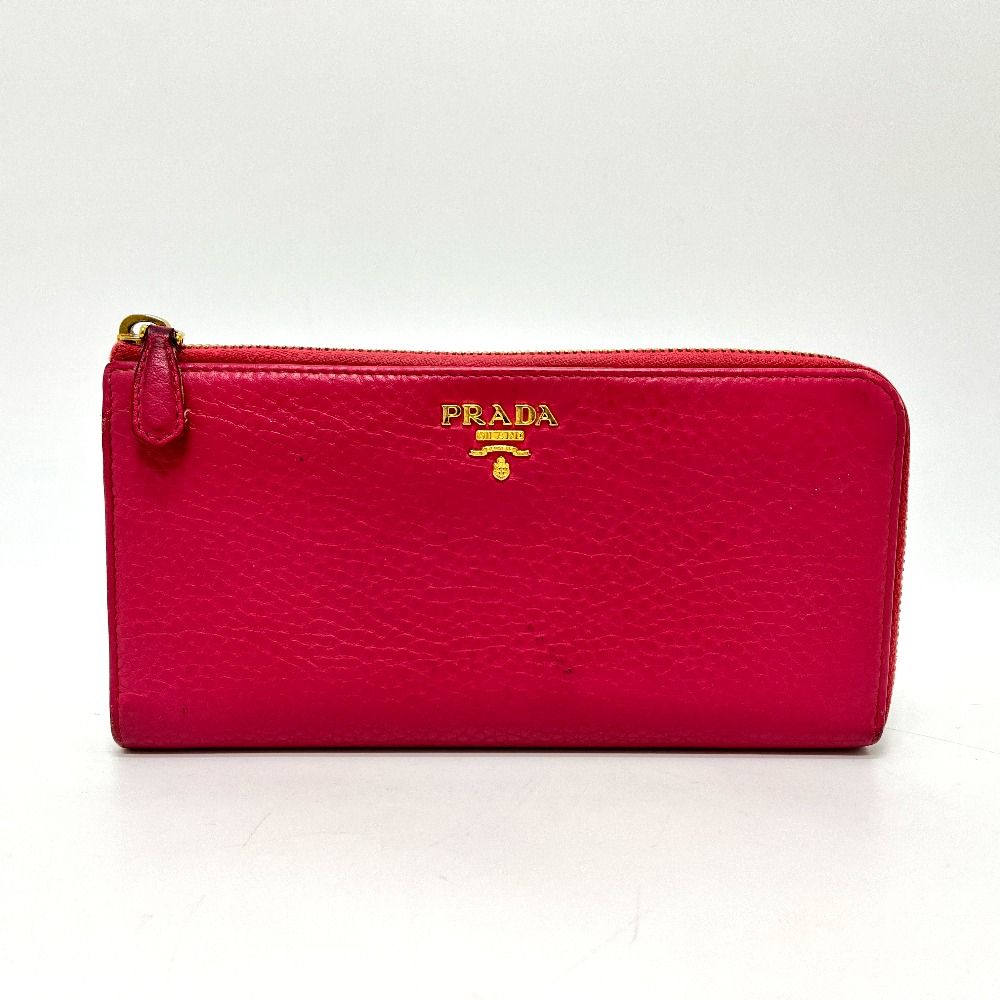 PRADA プラダ 長財布 ロゴ 1M1183 レザー ピンク - メルカリ