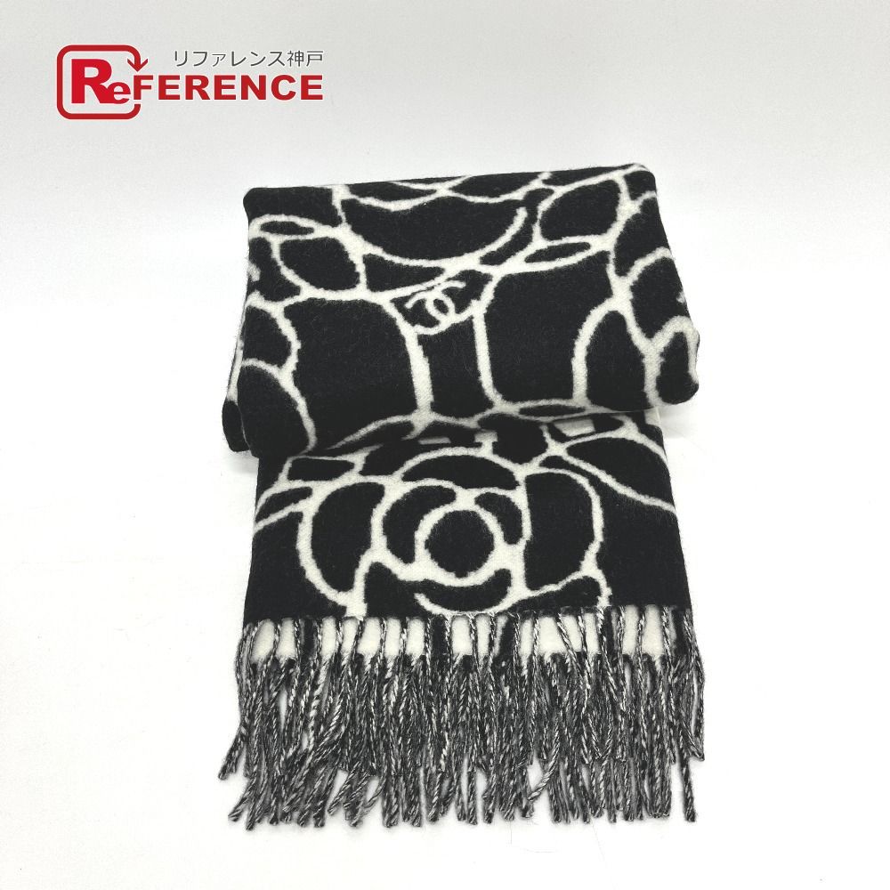 CHANEL シャネル マフラー カメリア ココマーク カシミヤ ブラック