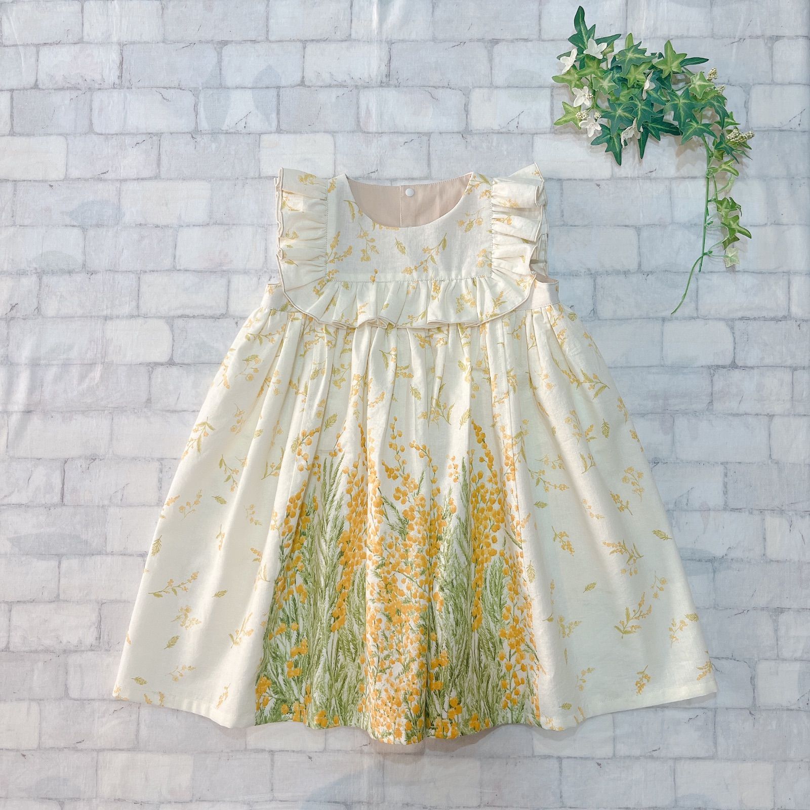 ビオラワンピース ミモザ 100サイズ ハンドメイド - メルカリ