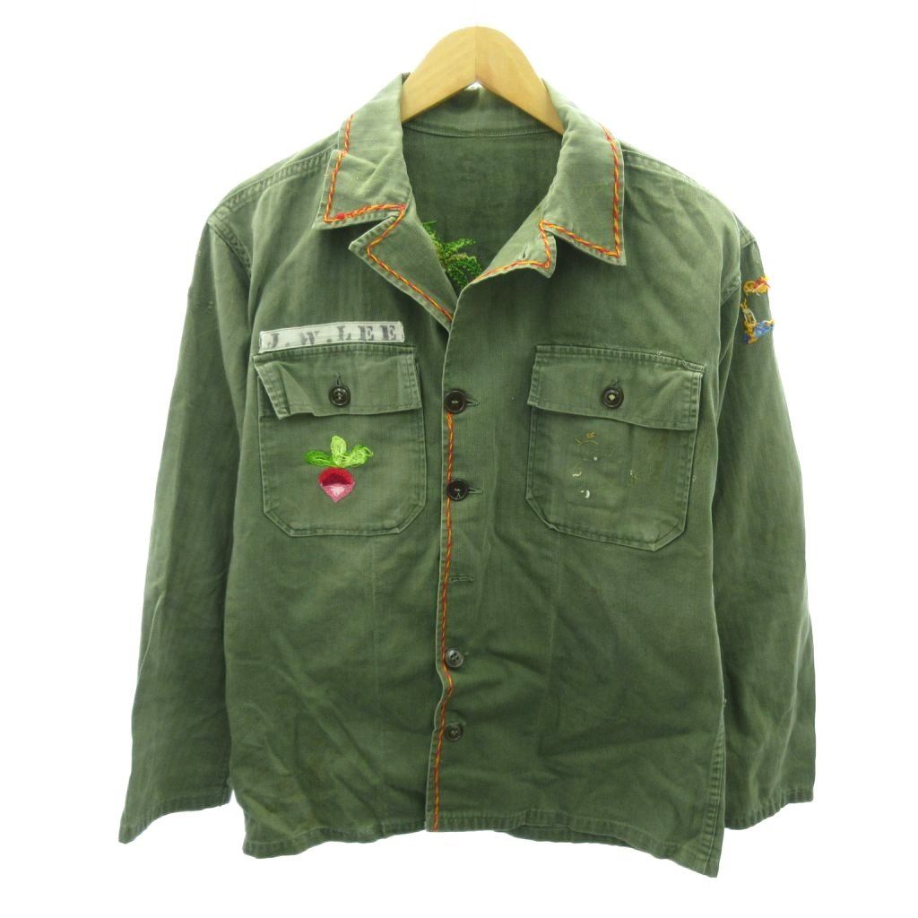 ヴィンテージ VINTAGE 50s USARMY ユーティリティシャツ ヒッピー 刺繍