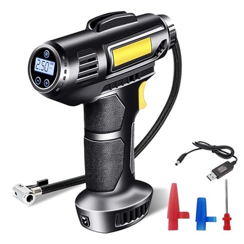 Wovte電動エアコンプレッサー 4000mah空気入れ 電動 USB充電式 最大圧力150PSI 自動停止 LCDデジタル表示 LEDライト 車/ロードバイク/ボール/浮き輪/バイク/クロスバイク対応 日本語取扱説明書 (ハンドヘルド)☆彡 a01106dd