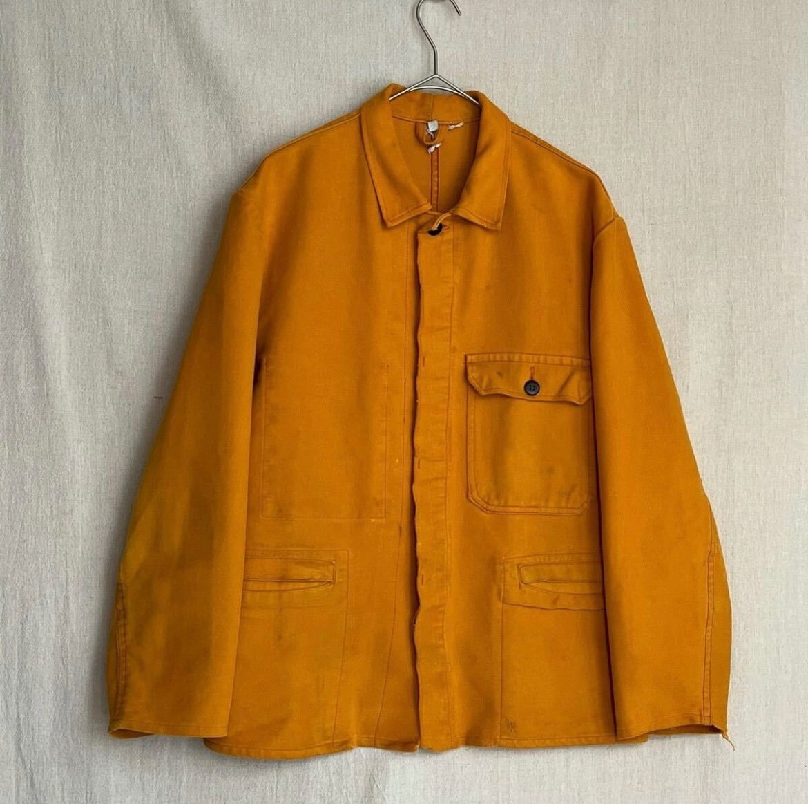80s Euro vintage モールスキン ワーク ジャケット / 50 マスタード