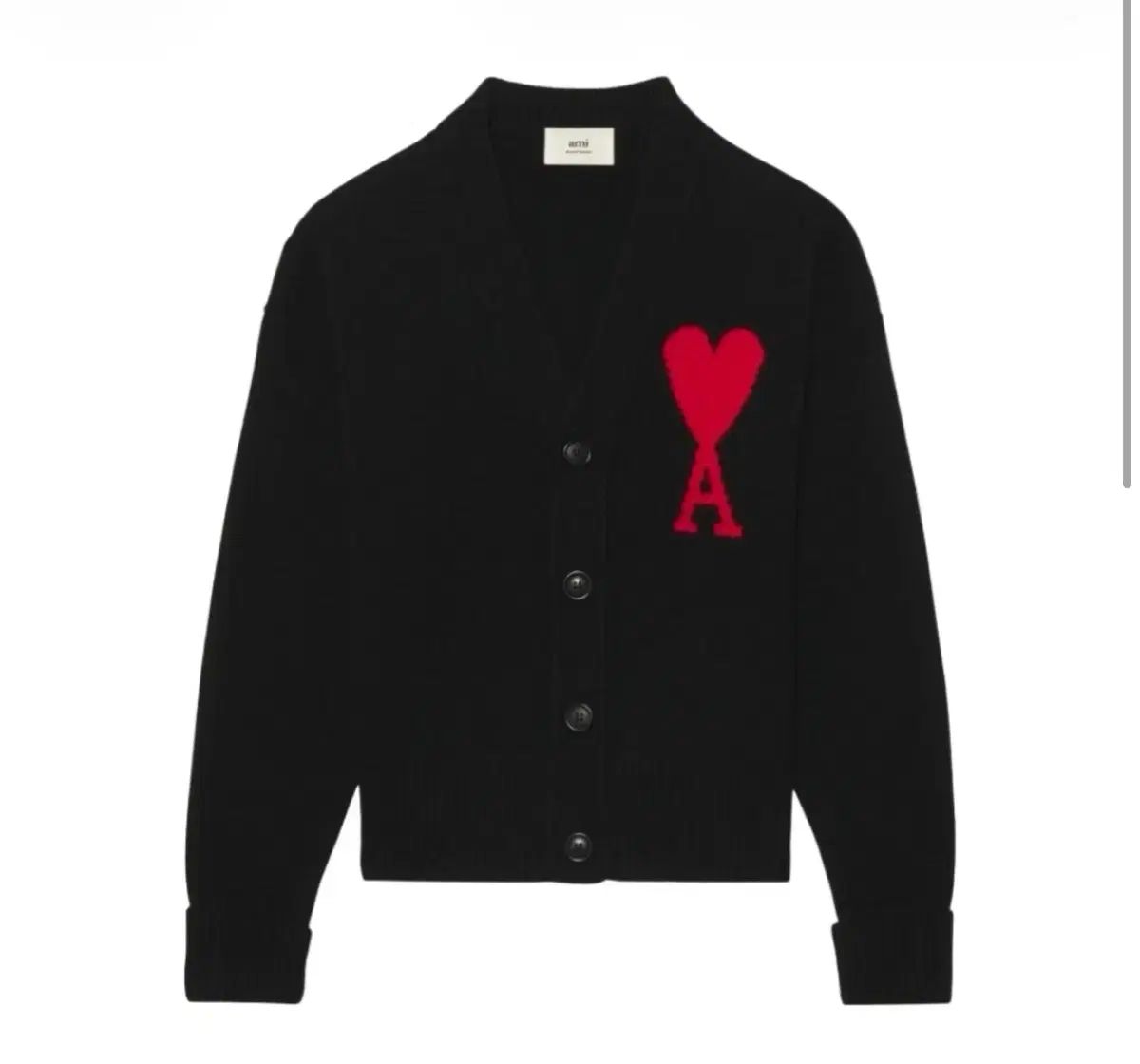 アミ BIG ハート ロゴ オーバーサイズ インタルシア カーディガン