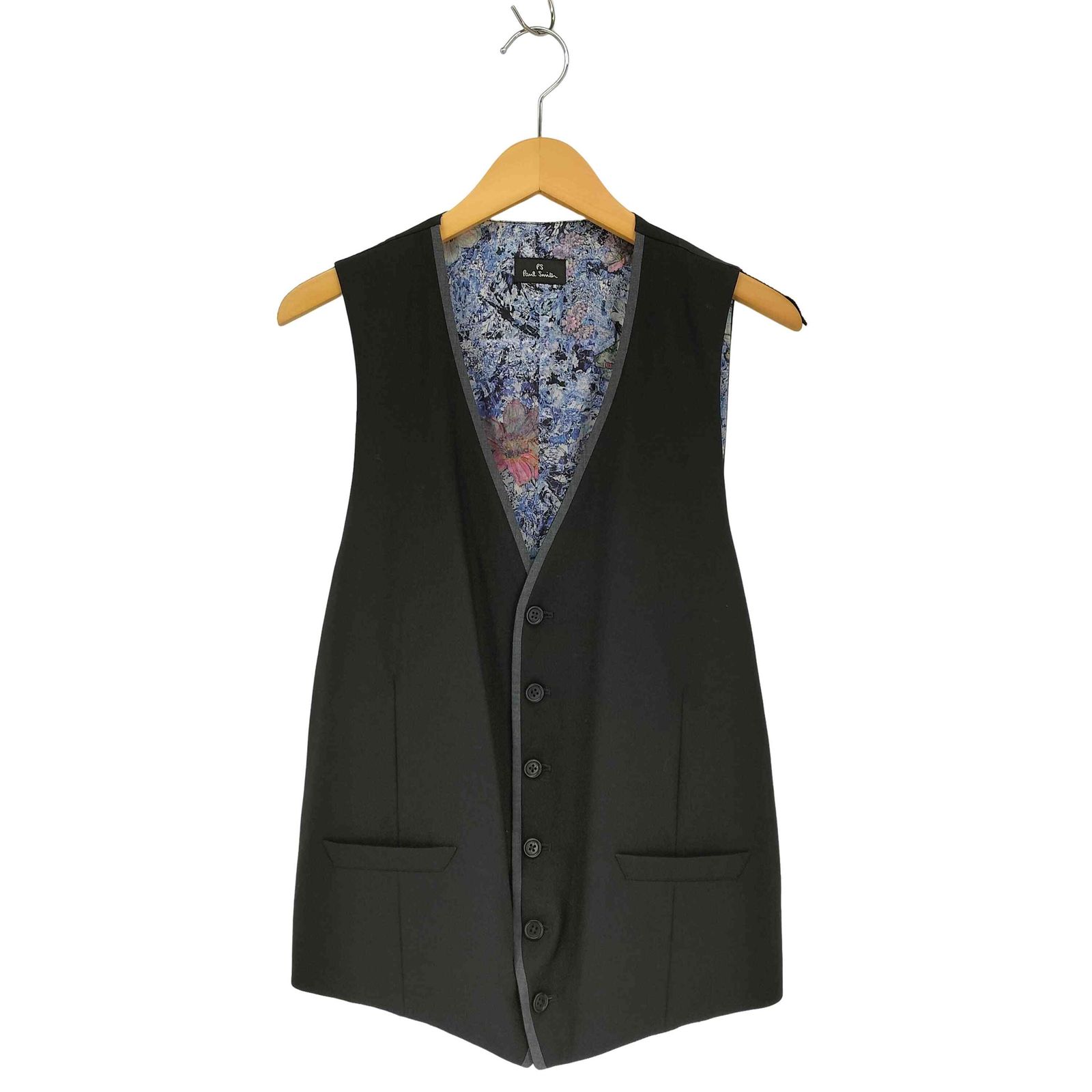 ピーエスポールスミス PS Paul Smith 裏地 花柄 サテン ウール ベスト