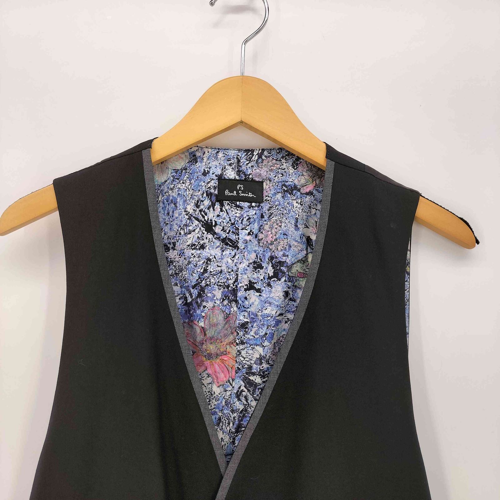 ピーエスポールスミス PS Paul Smith 裏地 花柄 サテン ウール ベスト