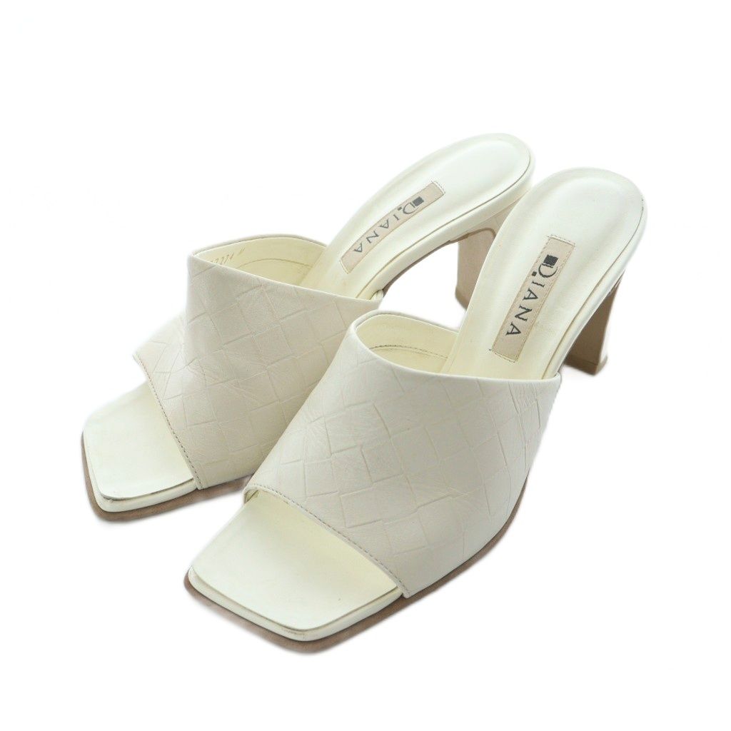 ダイアナ DIANA ミュール サンダル チャンキーヒール M 23cm 23.5cm 白