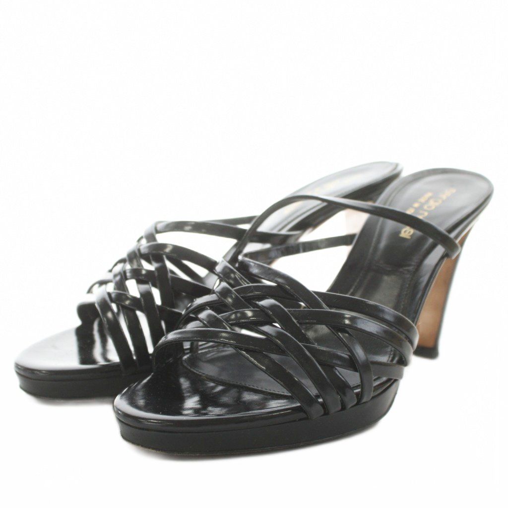 セルジオロッシ Sergio rossi サンダル ヒール レザー36 黒 ブラック