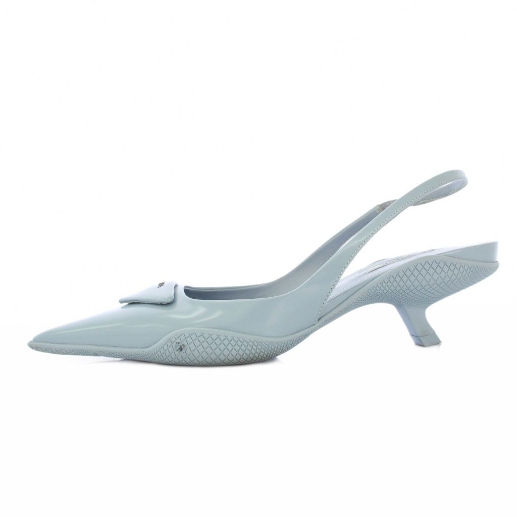 プラダ PRADA トライアングルスリングバックパンプス ローヒール 36.5