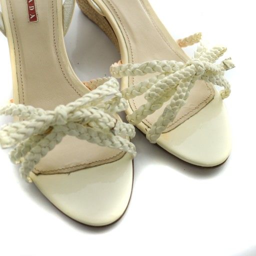 プラダ PRADA サンダル ウェッジソール 37 エクリュ /SS □OS - メルカリ