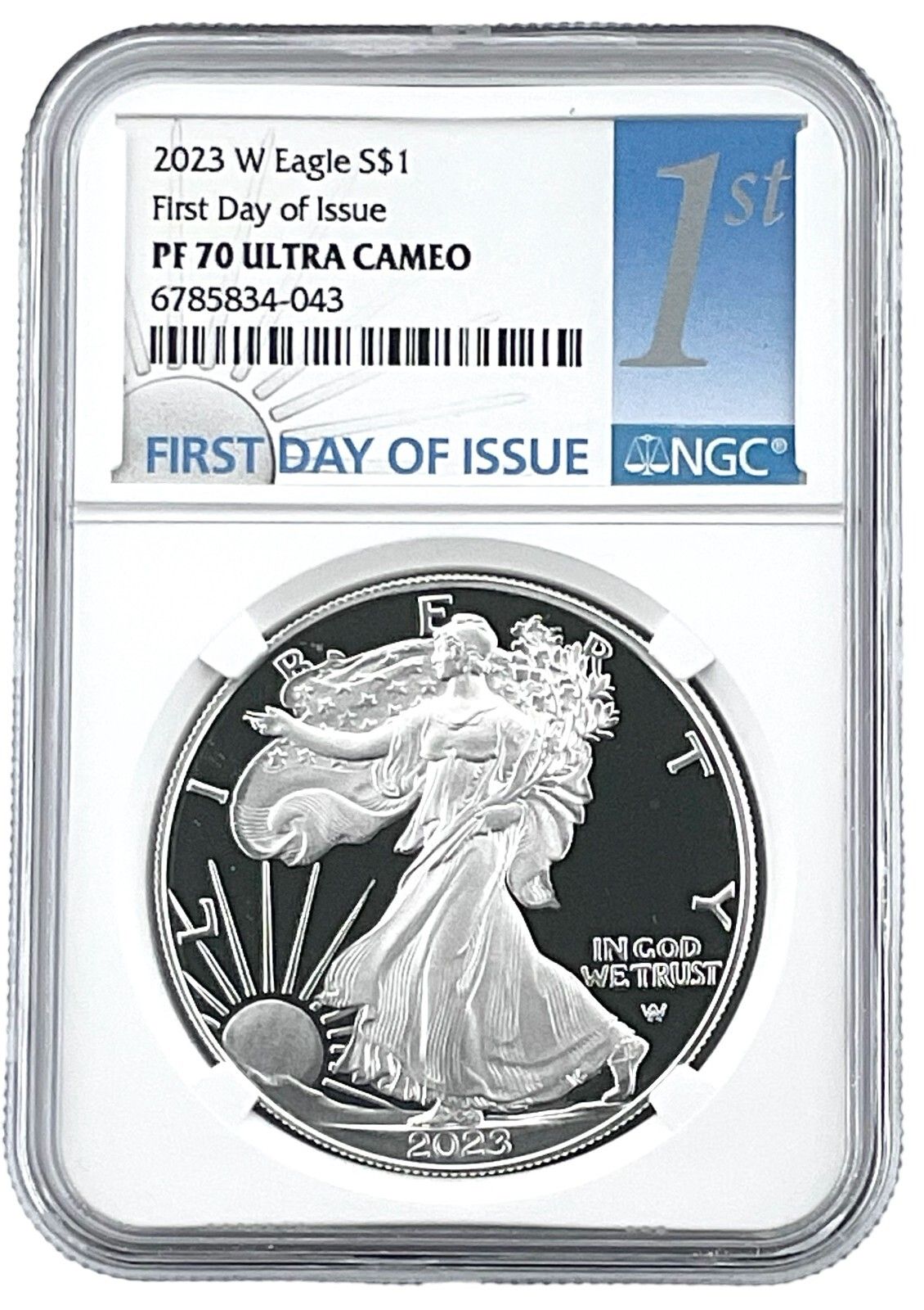 2023 W シルバーイーグルプルーフ NGC PF70 UC - 初日発行ラベル