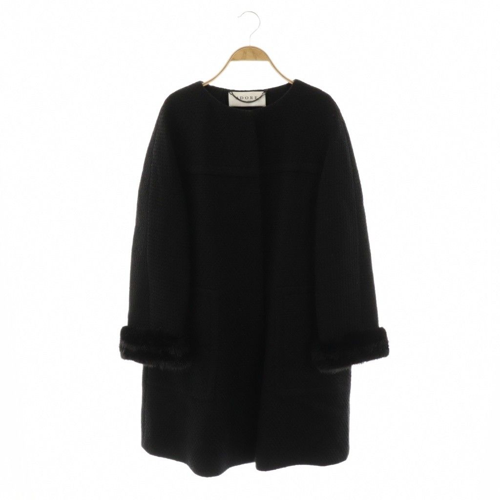 アドーア ADORE ノーカラー コート アウター ウール ミンクファー 385  