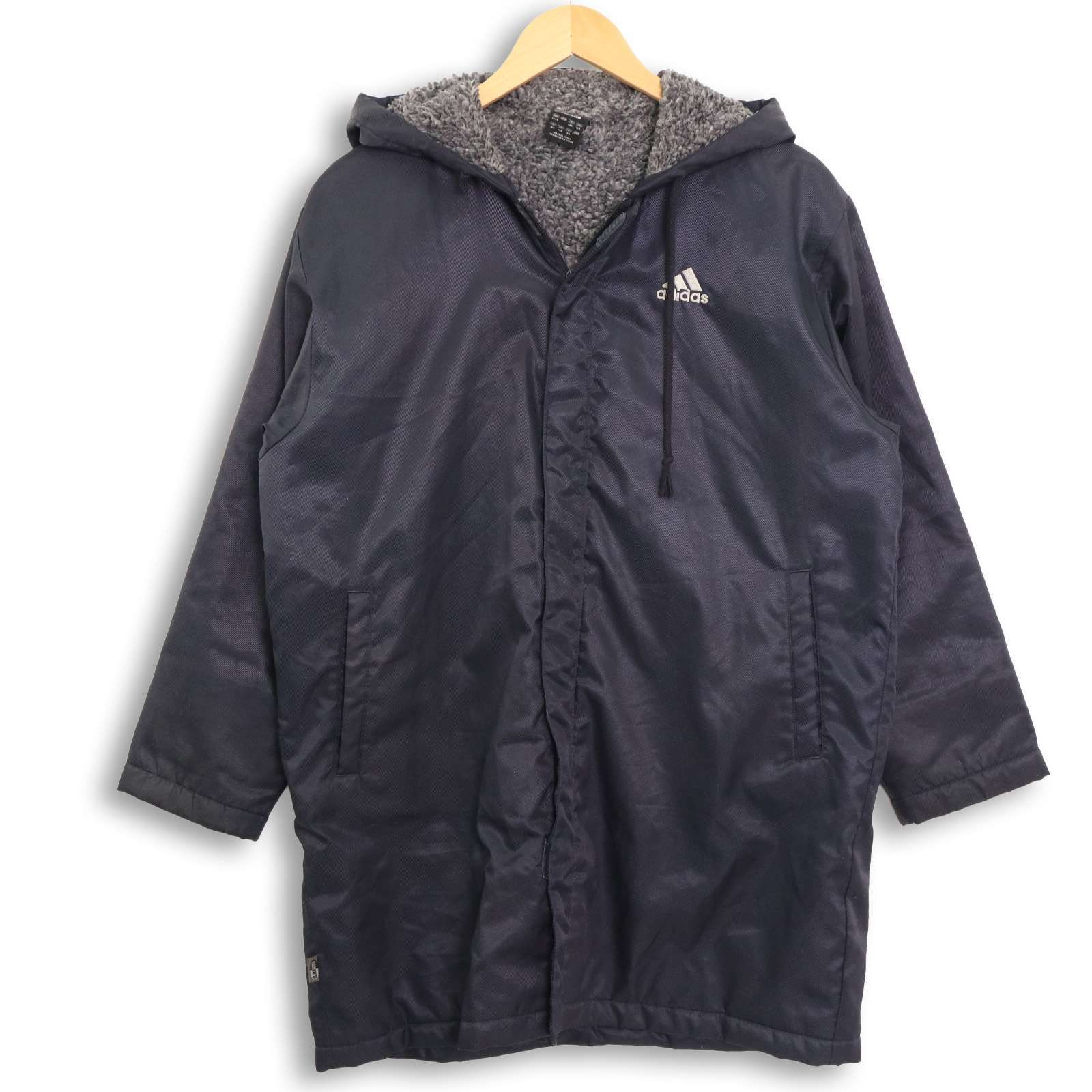 adidas アディダス 秋冬 ロゴ刺繍☆ 中綿 裏ボア フーディー ベンチ