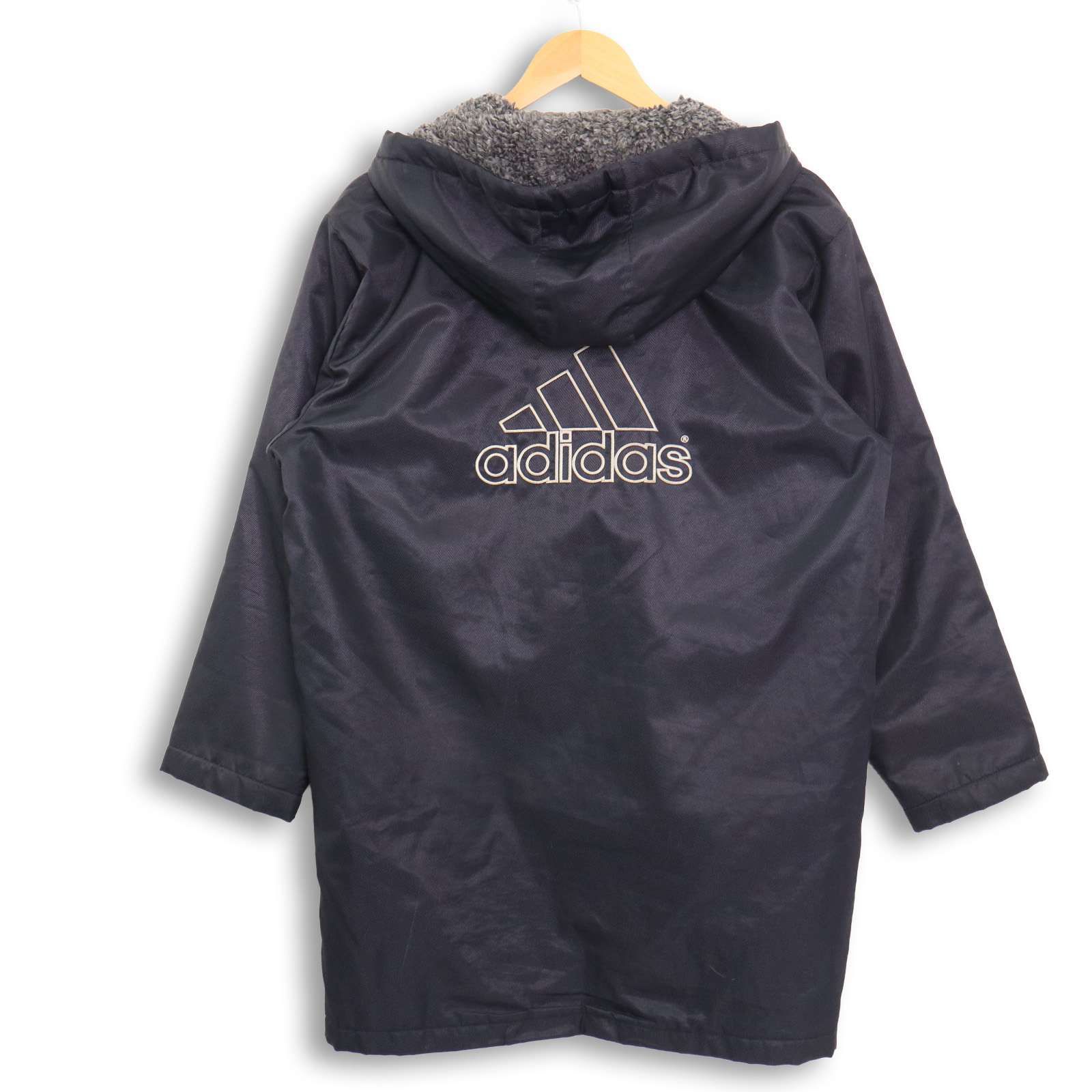 adidas アディダス 秋冬 ロゴ刺繍☆ 中綿 裏ボア フーディー ベンチ