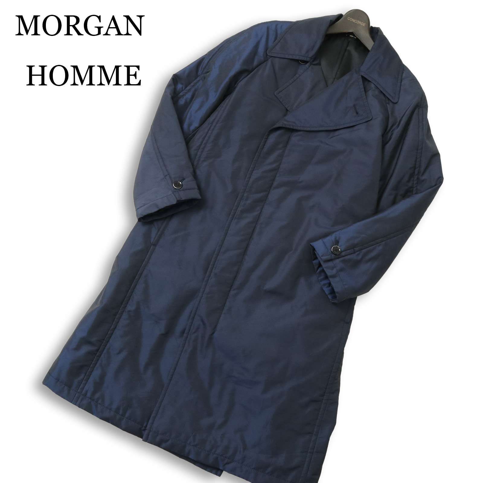 MORGAN HOMME モルガン オム 秋冬☆ 光沢 ナイロン スリム 中綿 コート 