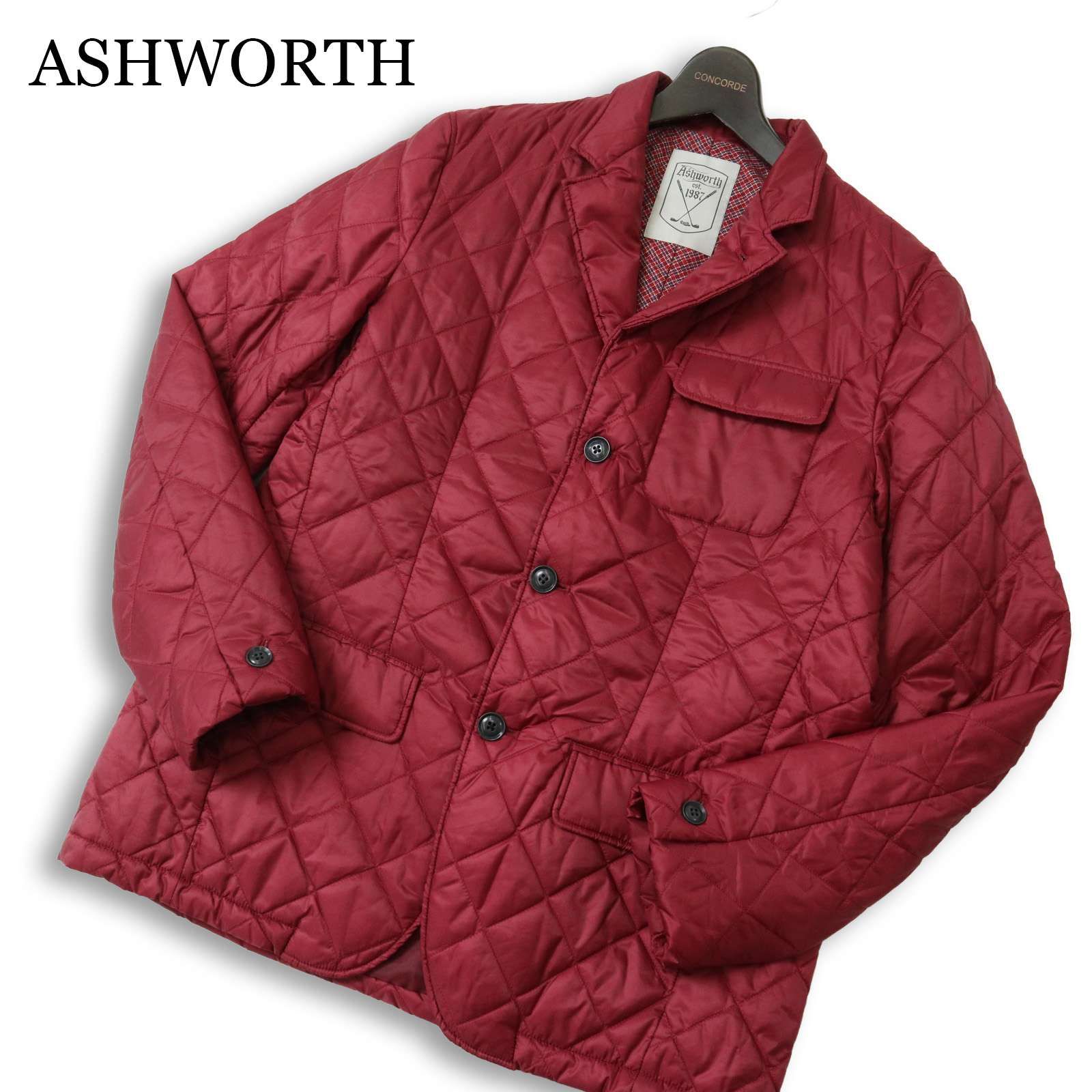 レディース ゴルフジャケット 赤 キルティング ASHWORTH アシュワース ゴルフ 秋冬 テーラード型☆ 中綿 キルティング