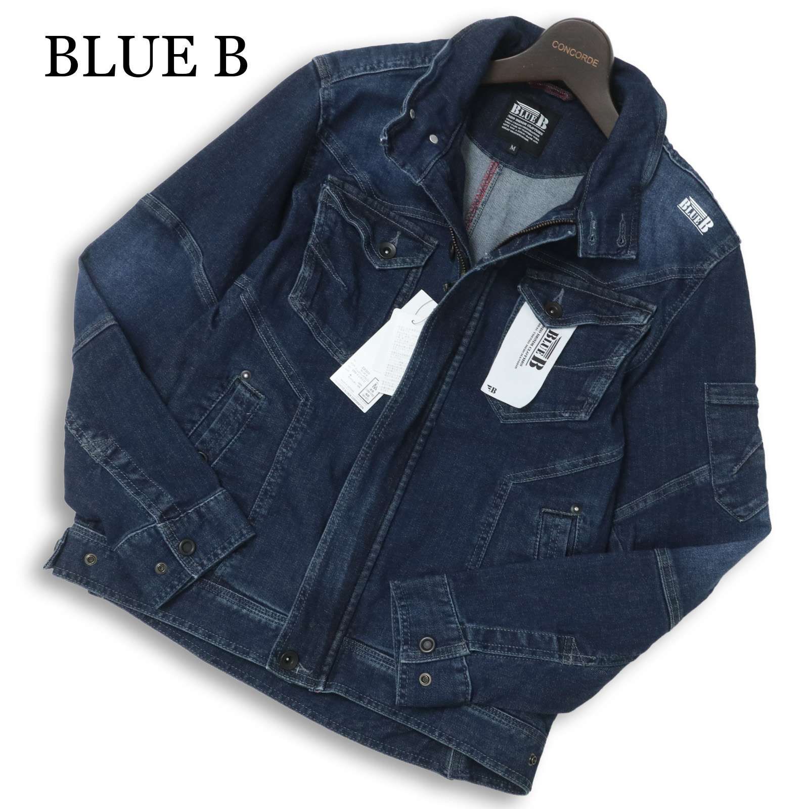 人気セール，最新作 【新品 未使用】 BLUE B ブルービー ワークマン 通年 USED加工★ デニム ストレッチ ジャケット Sz.M メンズ 作業服 Gジャン・デニムジャケット