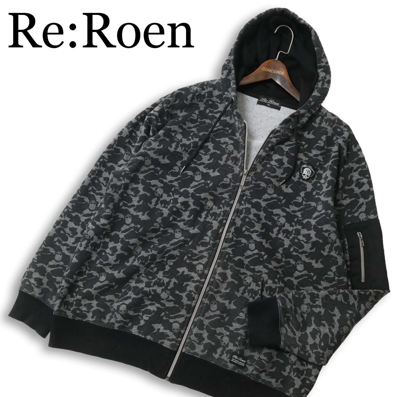 Re:Roen ロエン スカル☆ カモフラ 迷彩 総柄 パーカー ジップアップ