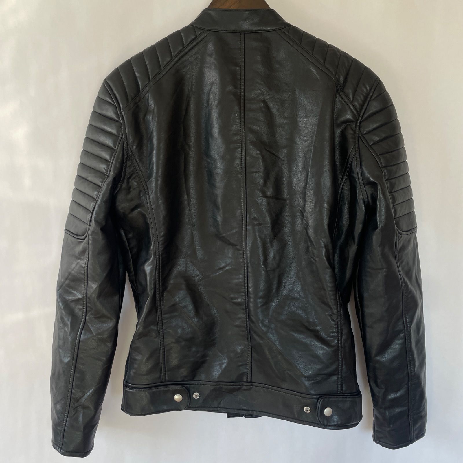 美品】ZARA メンズ シングル ライダース レザー フェイクレザー